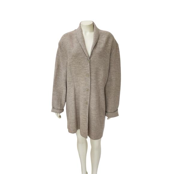 Deane & White Beige Tan Wool Cardigan Jacket Sweater Sz XL - Picture 1 of 6